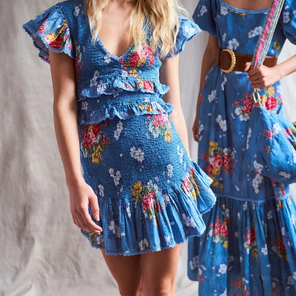 Loveshackfancy Sonora Dress Size L Marine Blue
